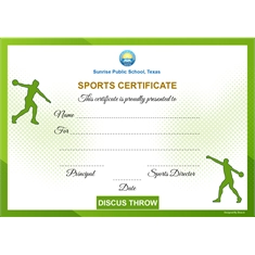 School Sports Award Certificate Discus Throw A4 Size | Use on Laser Printer